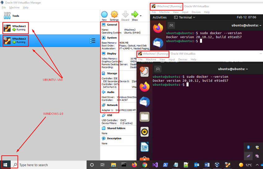 Communicate Multiple VM (os - Ubuntu) on Windows10 using Docker Swarm